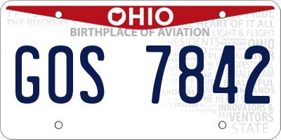 OH license plate GOS7842