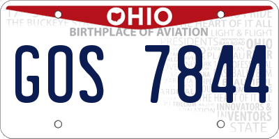 OH license plate GOS7844