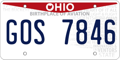 OH license plate GOS7846