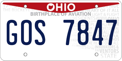 OH license plate GOS7847