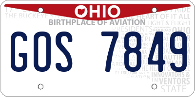OH license plate GOS7849