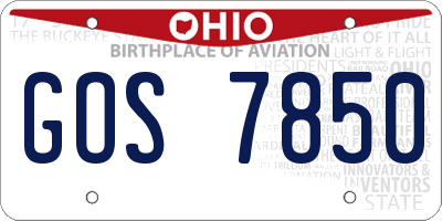OH license plate GOS7850