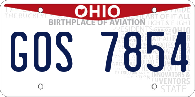 OH license plate GOS7854