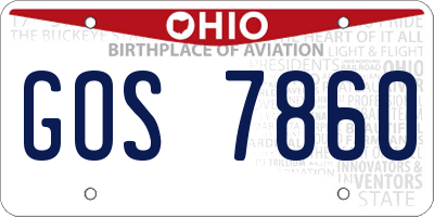 OH license plate GOS7860