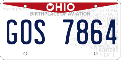OH license plate GOS7864
