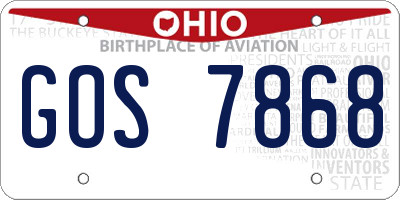 OH license plate GOS7868
