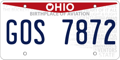 OH license plate GOS7872
