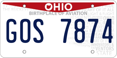 OH license plate GOS7874