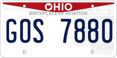 OH license plate GOS7880