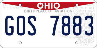 OH license plate GOS7883