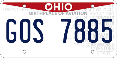 OH license plate GOS7885
