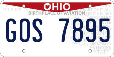 OH license plate GOS7895
