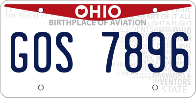 OH license plate GOS7896