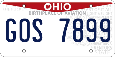 OH license plate GOS7899
