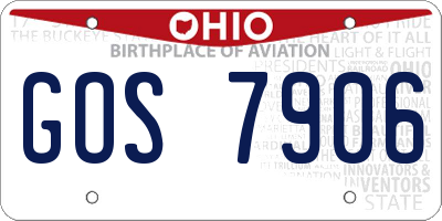 OH license plate GOS7906