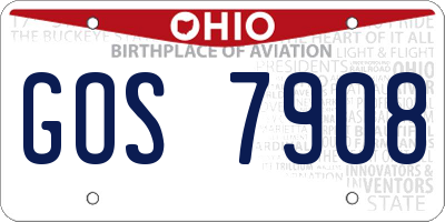 OH license plate GOS7908
