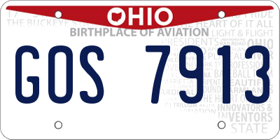OH license plate GOS7913