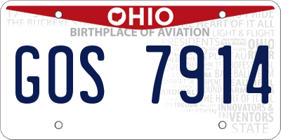 OH license plate GOS7914