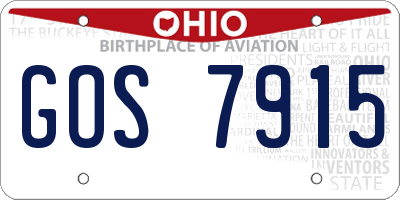 OH license plate GOS7915