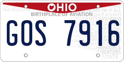 OH license plate GOS7916