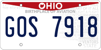 OH license plate GOS7918