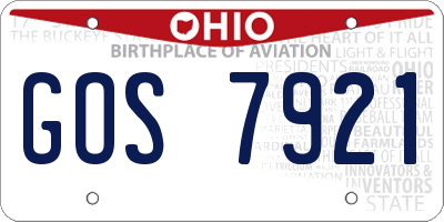 OH license plate GOS7921