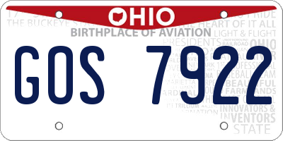 OH license plate GOS7922