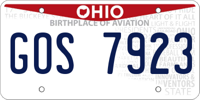 OH license plate GOS7923