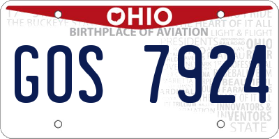 OH license plate GOS7924