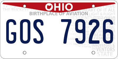 OH license plate GOS7926