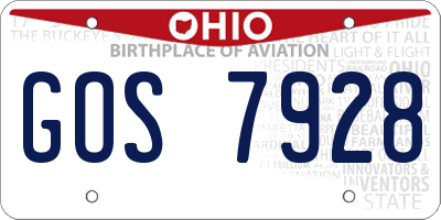 OH license plate GOS7928