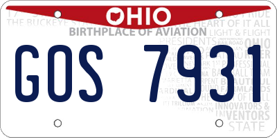 OH license plate GOS7931