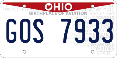 OH license plate GOS7933