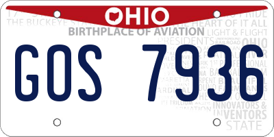 OH license plate GOS7936