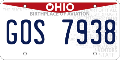 OH license plate GOS7938