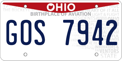 OH license plate GOS7942