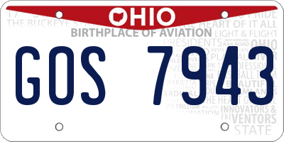 OH license plate GOS7943