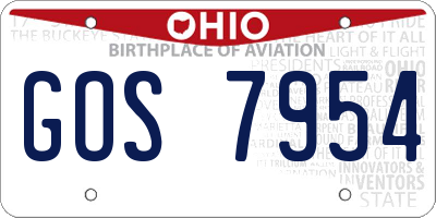 OH license plate GOS7954