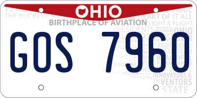 OH license plate GOS7960