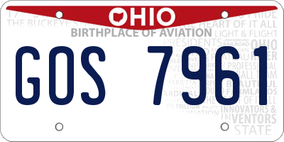 OH license plate GOS7961