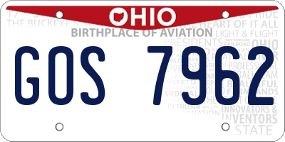 OH license plate GOS7962