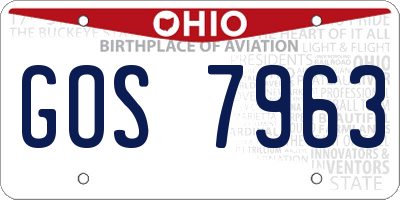 OH license plate GOS7963
