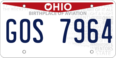OH license plate GOS7964
