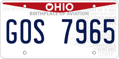 OH license plate GOS7965