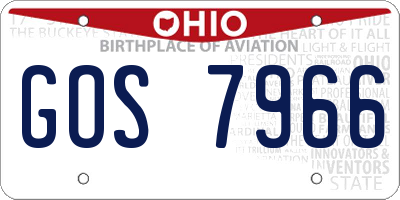 OH license plate GOS7966