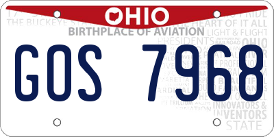 OH license plate GOS7968