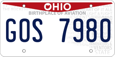 OH license plate GOS7980
