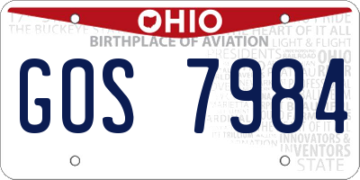 OH license plate GOS7984