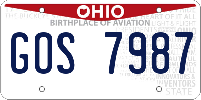 OH license plate GOS7987