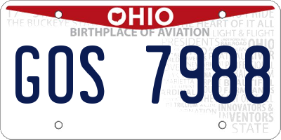 OH license plate GOS7988